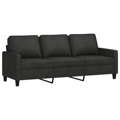 Dark gray/black sofa with three cushions and metal legs