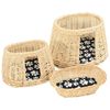 vidaXL Cat Basket Natural, Black, White Willow, Cotton, Polyester Small