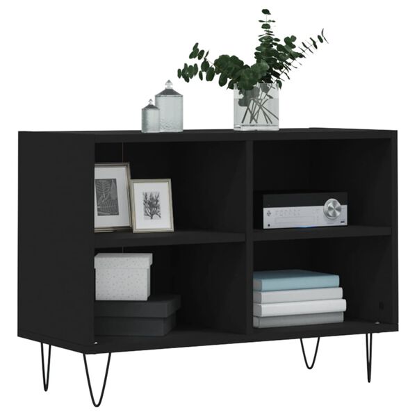 vidaXL TV Cabinet Black Engineered wood, iron 27.4 x 11.8 x 19.7 in
