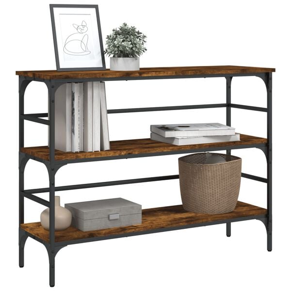 vidaXL Console Table Smoked Oak Engineered wood, metal 39.4x12.6x29.5in