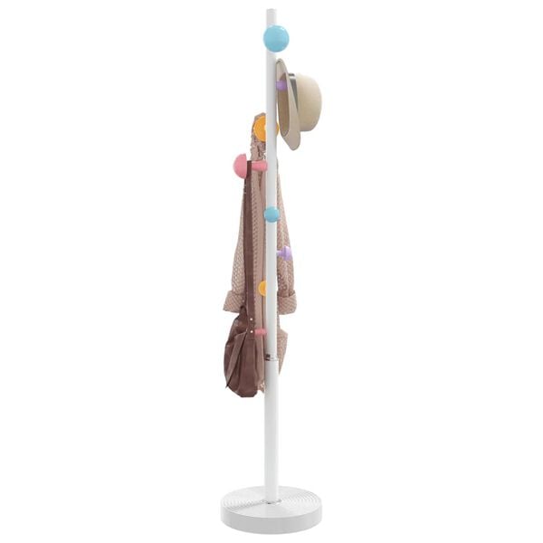 vidaXL Coat Stand White Powder-coated iron, Plastic base with cement
