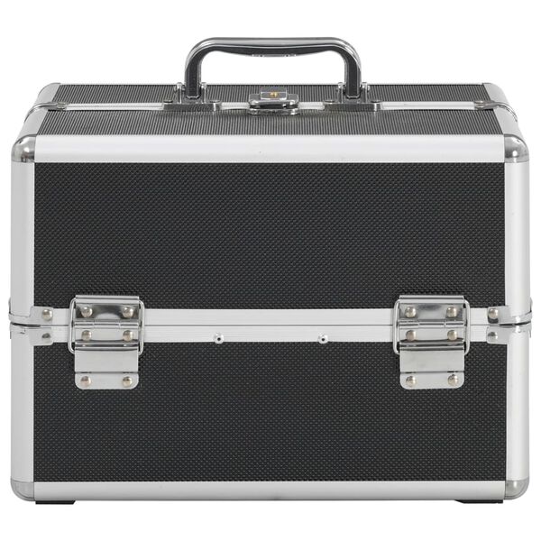 vidaXL Make-up Case 8.7"x11.8"x8.3" Black Aluminum