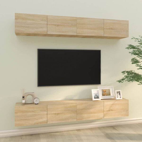 vidaXL Wall TV Cabinet Set of 4 Sonoma Oak Engineered wood