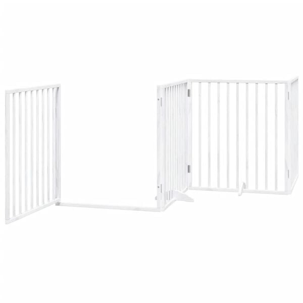 vidaXL Dog Gate Set of 4 White Poplar Wood Foldable Dog Gate