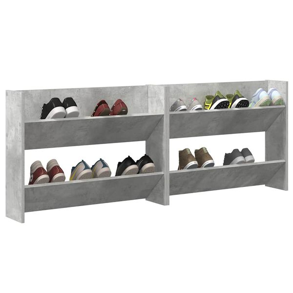 vidaXL Wall Shoe Cabinets 2 pcs Concrete Gray 31.5"x7.1"x23.6" Engineered Wood