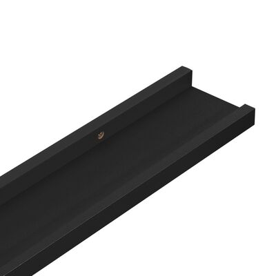 Close-up of a black shelf edge with mounting screw