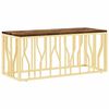 vidaXL Coffee Table Gold Stainless Steel, Solid Reclaimed Wood Medium