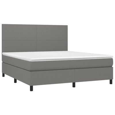 vidaXL Box Spring Bed with Mattress Dark Gray Queen Fabric