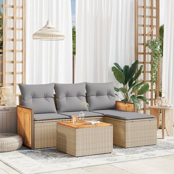vidaXL Garden Sofa Set Beige Poly Rattan Modular set, adaptable to space.