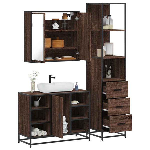 vidaXL Bathroom Furniture Set Brown Oak Engineered wood, metal
