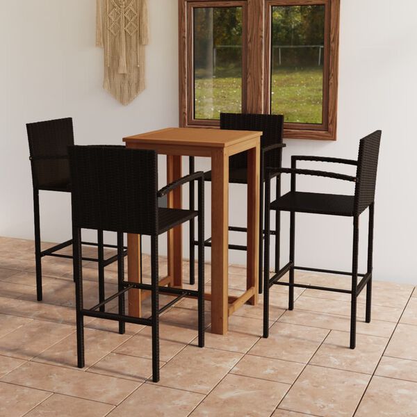 vidaXL 5 Piece Patio Bar Set Brown