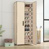 vidaXL Shoe Rack Cream Fabric, Steel Large Shoe Storage Cabinet