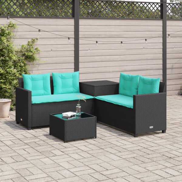vidaXL Patio Sofa Black, Turquoise