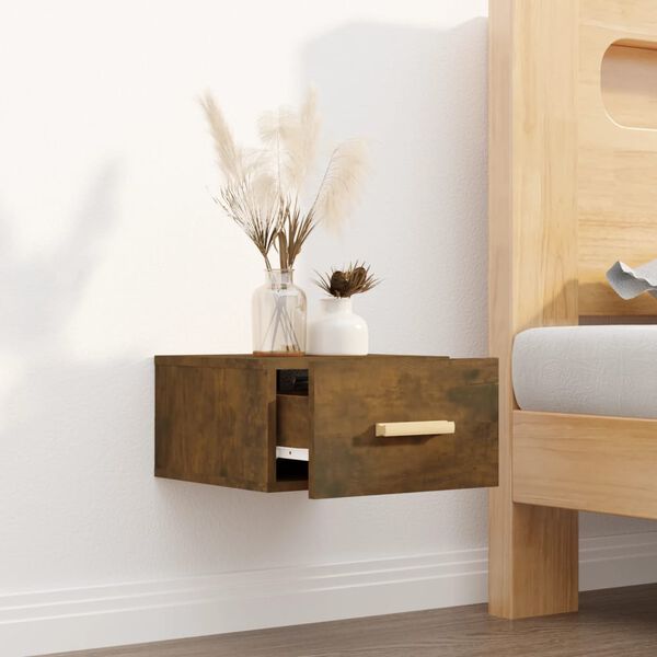 vidaXL Wall-mounted Bedside Cabinet Smoked Oak 13.8x13.8x7.9"