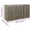 vidaXL Triple Wheelie Bin Shed Gray 81.5"x31.5"x46.1" Poly Rattan