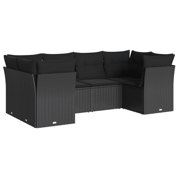 vidaXL Garden Sofa Set Black PE Rattan, Powder-coated Steel, Polyester