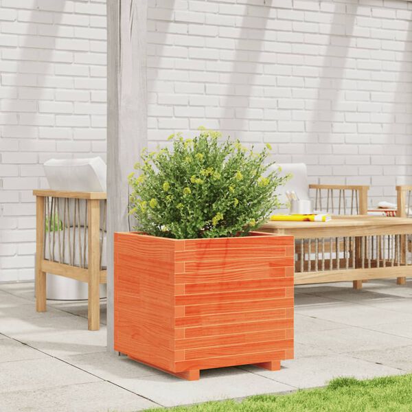 vidaXL Garden Planter Wax Brown Solid pinewood 19.7x19.7x19.5 in