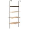 vidaXL Leaning Shelf Light brown and black Engineered wood, steel Medium