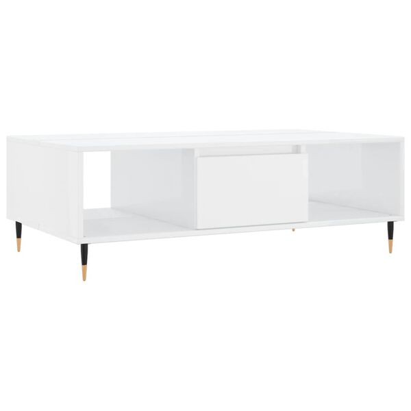 vidaXL Coffee Table High gloss white Engineered wood, iron Medium