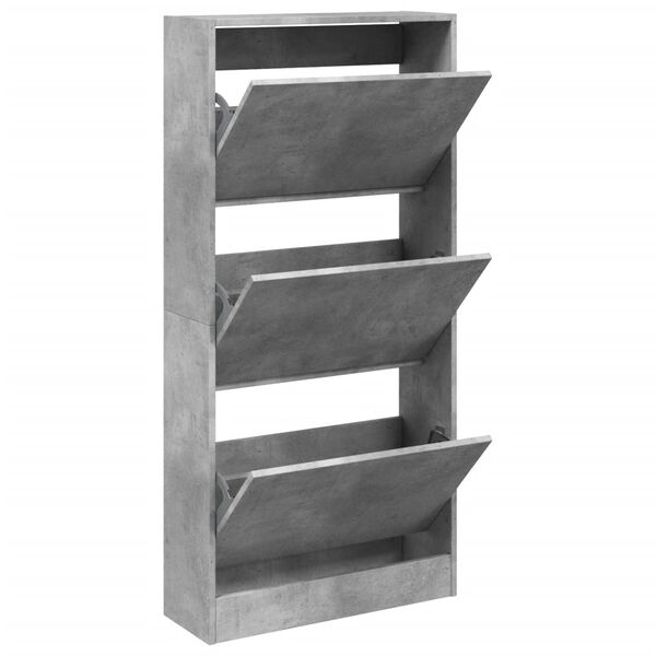 vidaXL Shoe Cabinet Concrete Grey Engineered Wood Compact Shoe Cabinet