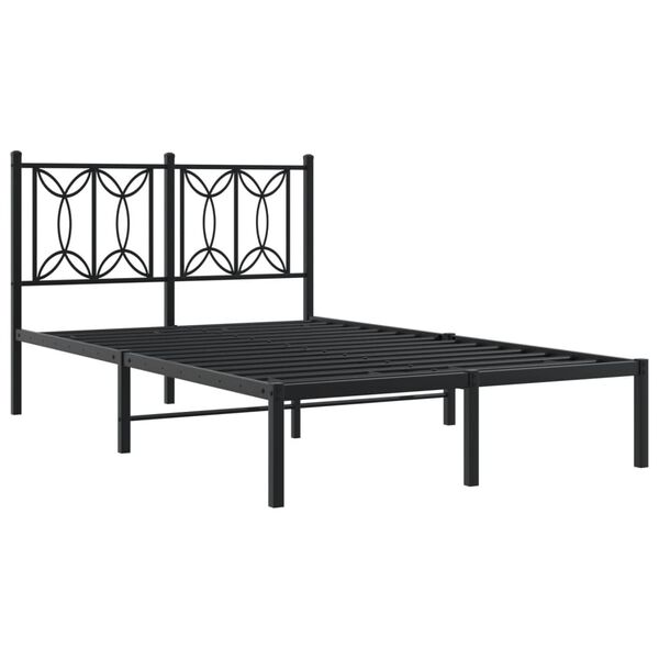 vidaXL Bed Frame Black Steel Small Double Bed Frame Rectangular