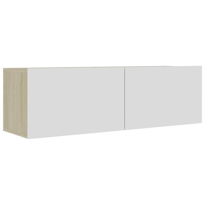 vidaXL TV Cabinet White and Sonoma Oak 39.4"x11.8"x11.8" Engineered Wood