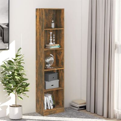 vidaXL 5-Tier Book Cabinet Smoked Oak 15.7"x9.4"x68.9" Engineered Wood