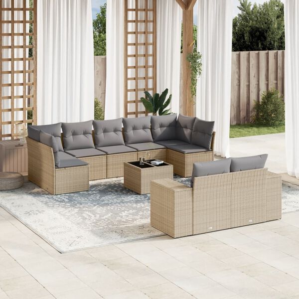 vidaXL Outdoor Sofa Set Beige, Light Grey