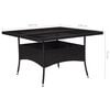 vidaXL Garden Dining Set Black Poly rattan, steel, glass, fabric Large