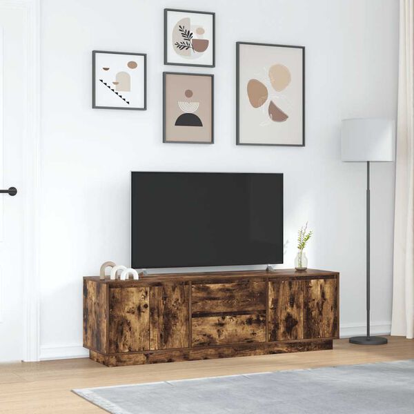 vidaXL TV Cabinet Smoked Oak Engineered Wood Large Stylish Rectangular