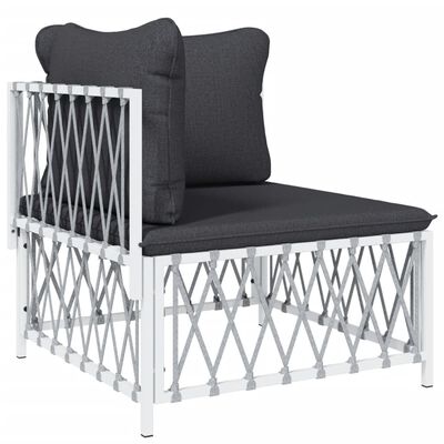 vidaXL 7 Piece Patio Lounge Set with Cushions White Steel