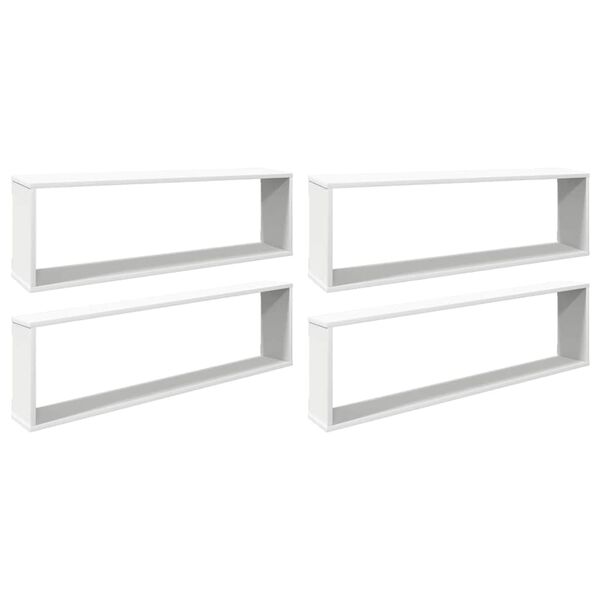 vidaXL Wall Shelf Set of 4 White Engineered wood