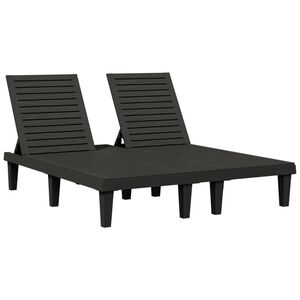 vidaXL Sun Lounger Black Polypropylene Double Multi-Position Backrest