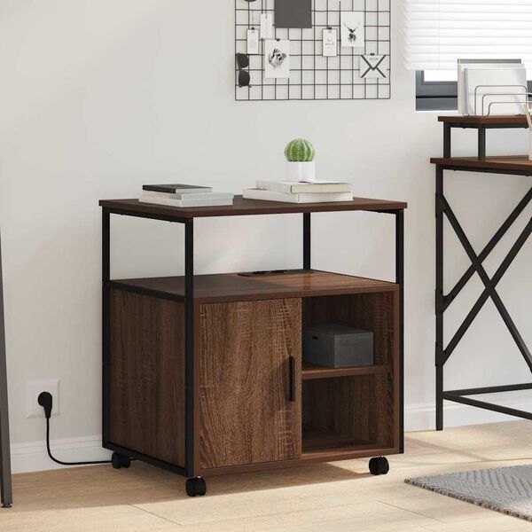 vidaXL Office Cabinet with Charging Station Brown oak 61 x 46 x 67 cm