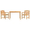 vidaXL 3 Piece Patio Dining Set Solid Wood Teak