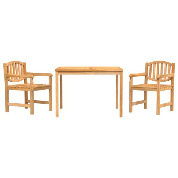 vidaXL 3 Piece Patio Dining Set Solid Wood Teak