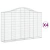 vidaXL Gabion Basket Set of 4 Silver Galvanized iron
