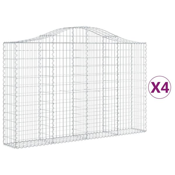 vidaXL Gabion Basket Set of 4 Silver Galvanized iron