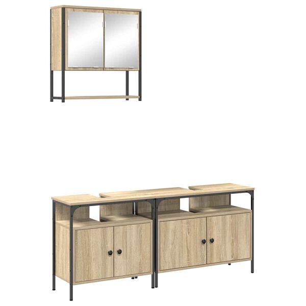 vidaXL Bathroom Furniture Set 3 pcs Brown 31.5" x 11.8" x 23.6