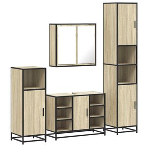 vidaXL Bathroom Furniture Set Sonoma Oak Engineered Wood, Metal Large
