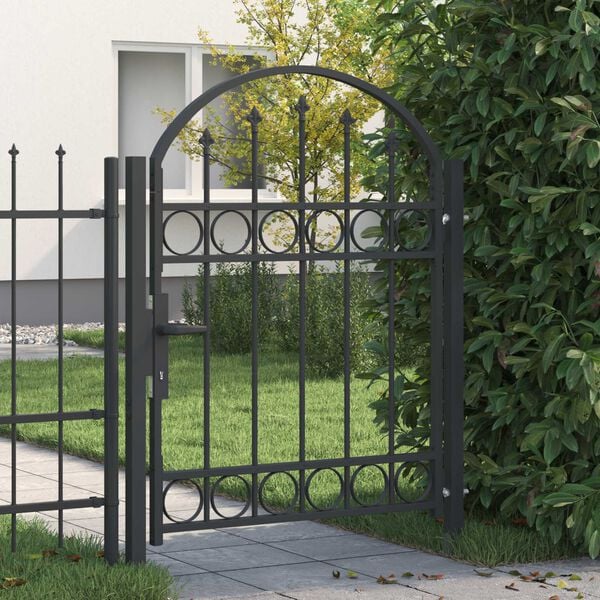 vidaXL Fence Gate with Lock Grey 39.37 x 49.21 in Powder-Coated Steel