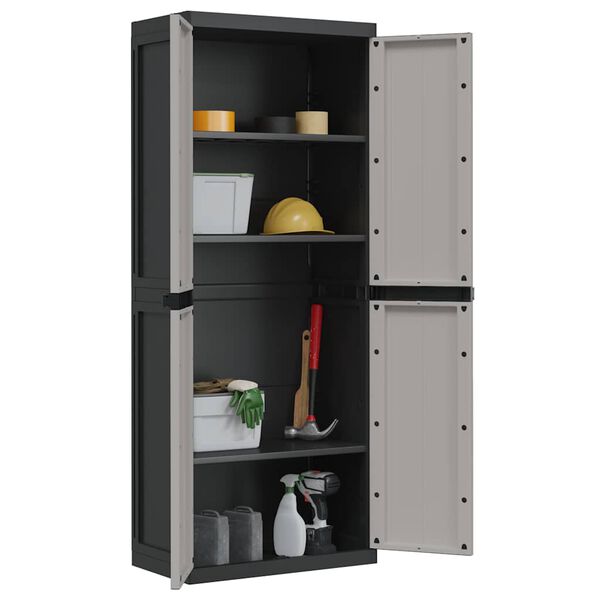 vidaXL Outdoor Storage Cabinet Grey and Black 100% Polypropylene (PP)