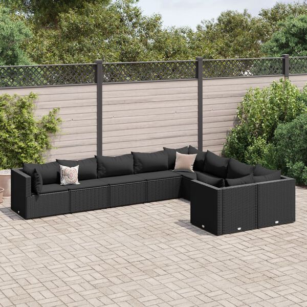 vidaXL Patio Sofa Set Black