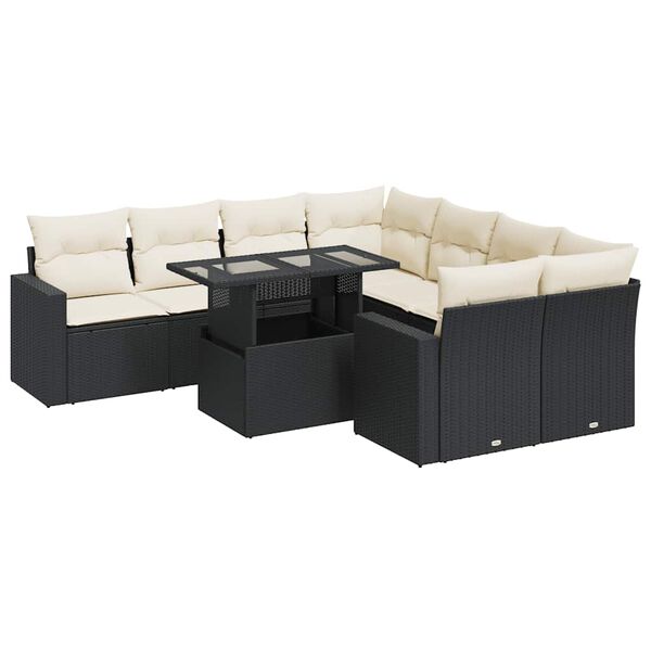 vidaXL Garden Sofa Set Black, Cream White