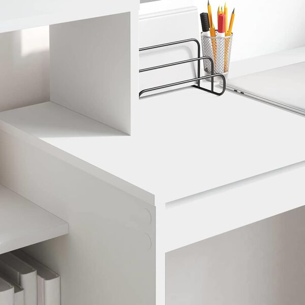 vidaXL Desk with Shelf White 39.37 x 15.75 x 35.43 in Engineered Wood