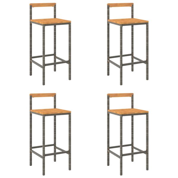 vidaXL Bar Stool Set of 4 Grey