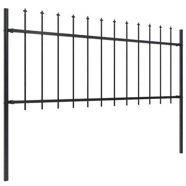 vidaXL Garden Fence with Spear Top Steel 561.4"x31.5" Black