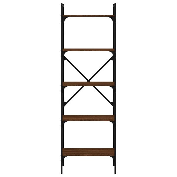 vidaXL Bookcase Brown Oak Engineered wood, Metal Tall Bookcase