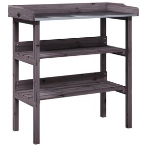 vidaXL Plant Table Grey Solid fir wood, zinc Medium Plant Table