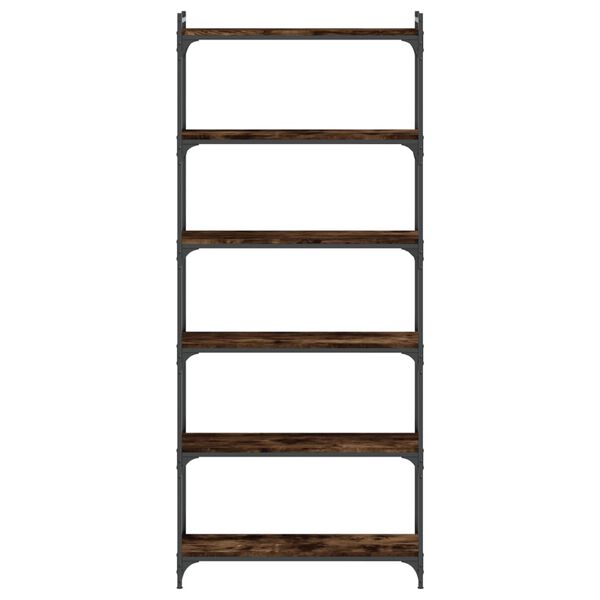 vidaXL Bookcase Smoked Oak Engineered wood, metal 6-Tier Adjustable Feet
